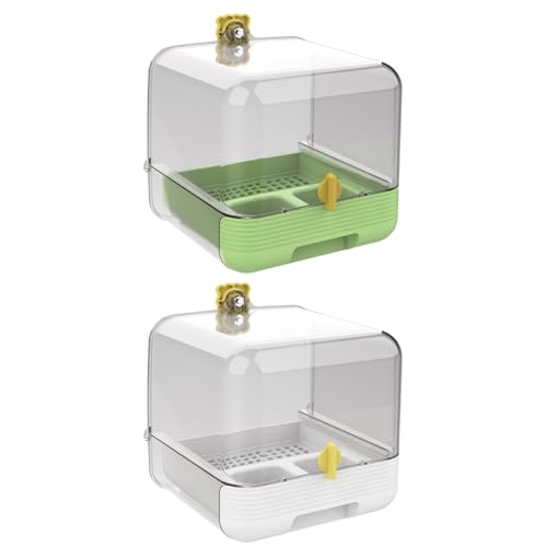 Parrot Bath Feeder - 2 in 1 Pull-Out Bowl for Cage, Bird, and Pet with a Transparent Function, Bathtub Water Dish for Inside, Outside, and Garden, Acrylic, 5.5x5.1x5.9 Inch von Fbinys