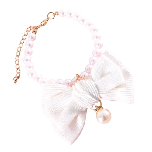 Perlen-Hundehalsband, verstellbare Hundeperlen-Halskette, Hundehalsband mit Filzschleife, Haustierperlen-Halskette, elegantes Hundezubehör, Hochzeitshundehalsband, Perlenkette für Haustiere, von Fbinys