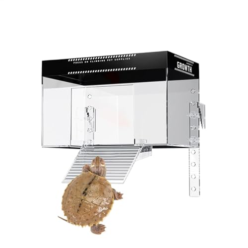 Turtle Basking Dock, Pet Turtle Tank with Lid, Reptile Resting Land, Aquatic Terrapin Enclosure, Ideal for Observation in Restaurants, Balconies & Indoor Tanks von Fbinys