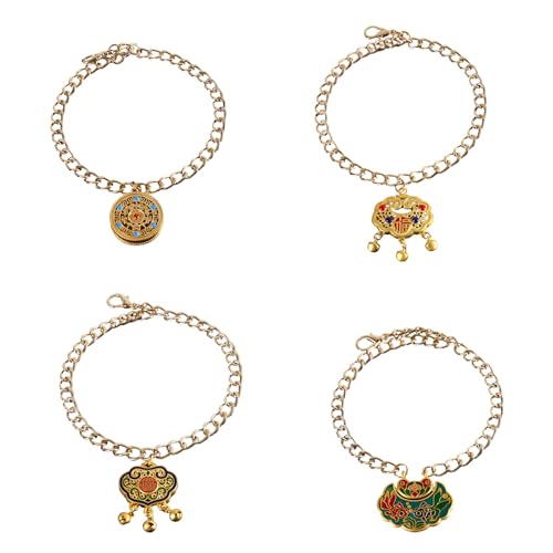 Fcnjsao 4pcs Haustier Langlifte Schloss Glocken Halskette Neujahr Katzen Halsband Hundeanhänger Für Kleine Katzen Und Welpen von Fcnjsao