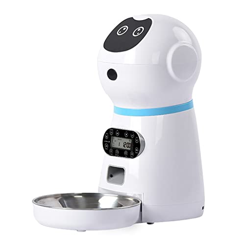 Für Smart Dog Dispenser Niedlicher Roboter mit LCD-Bildschirm, Timer, Sprachaufzeichnung für Haustierbedarf, Geschenk für einfachen Spender, Automatisch von Fcnjsao
