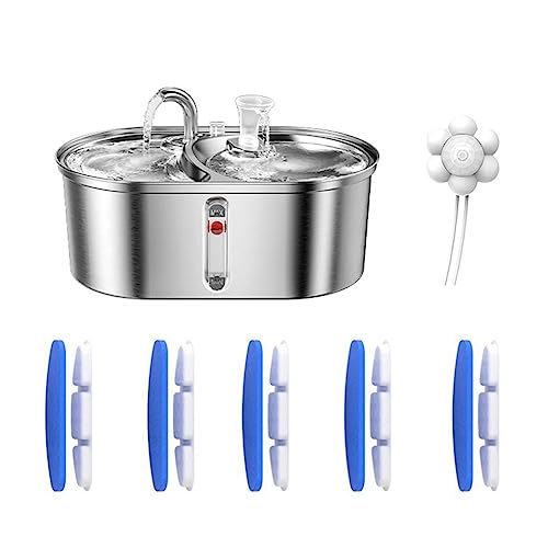 Fcuajdkq EU-Stecker, Wasserquelle für Katzen, Wasserquelle für Haustiere, Edelstahl, Fassungsvermögen 3 l, Futternapf mit doppelter Schüssel, einfache Reinigung für Haustiere Fcuajdkq EU-Stecker, Wasserquelle für Katzen, Wasserquelle für Haustiere, Edelstahl, Fassungsvermögen 3 l, Futternapf mit doppelter Schüssel, einfache Reinigung für Haustiere von Fcuajdkq