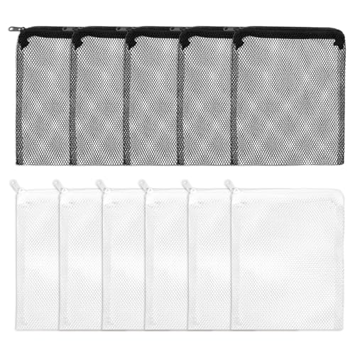 FdcLixuvol Aquarium-Filtermedienbeutel mit Reißverschluss, 10 Stück, wiederverwendbare Aquarium-Netztasche, schwarz, weiß (20,3 x 15,2 cm) von FdcLixuvol