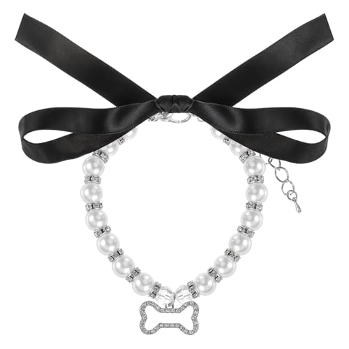 Halsband mit Perlen für Hunde und Katzen, künstliche Perlen, Hundehalsband mit glitzerndem Zubehör und Schleife, Haustier, Welpen, Hochzeitshalsband, Katze, Hund, Haustier-Halskette, Schmuck für Halsband mit Perlen für Hunde und Katzen, künstliche Perlen, Hundehalsband mit glitzerndem Zubehör und Schleife, Haustier, Welpen, Hochzeitshalsband, Katze, Hund, Haustier-Halskette, Schmuck für von FdcLixuvol