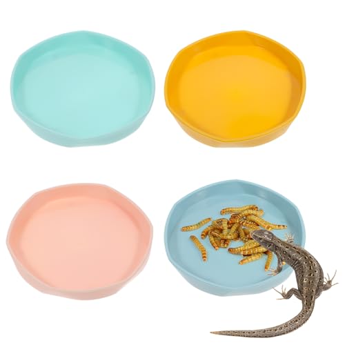 Reptilien-Futterschale für Reptilien, flache und flache Reptilienfutter- und Wassernapf, kleine Wasserschale, kleine Kunststoff-Futterschale für Eidechse, Gecko, Bartdrache, Chamäleon, Anolen, 4 Stück von FdcLixuvol