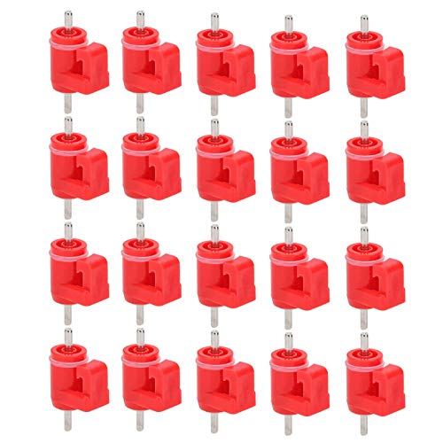 20PCS Automatic Chicken Drinkers Geflügelwassernippel Wasserspender Hinterhöfe Chicken Flock Duck Bird Water Drinker Feeder(Rauer Nagel Plus roter Körper) von Fdit