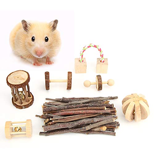 7 Stück Hamster-Kauspielzeug, Holz-Hamster-Sticks Leckereien Spielzeug Kleine Haustierzähne Schleifspielzeug Natürliche hölzerne Kiefer Meerschweinchen Ratten Chinchillas Spielzeug Kleines(7 Pcs) von Fdit