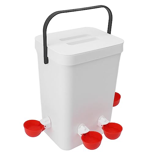 Automatische Hühnerwasserer 12 -Liter -Feeder -Set mit Großer Kapazität, Tragbarer Geflügelwasserer mit 4 Trinkschalen, für Hühnergänse Enten -Wachtel und Andere von Fdit