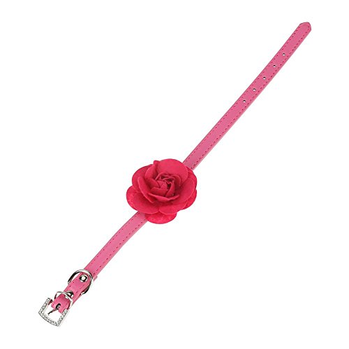 Einstellbar Halsband Halsbandschmuck Halskette Hundehalsband Hund Dekor PU Leder Mode Schöne Rose Handgemachte Blume Welpen Katze(Rose S) von Fdit