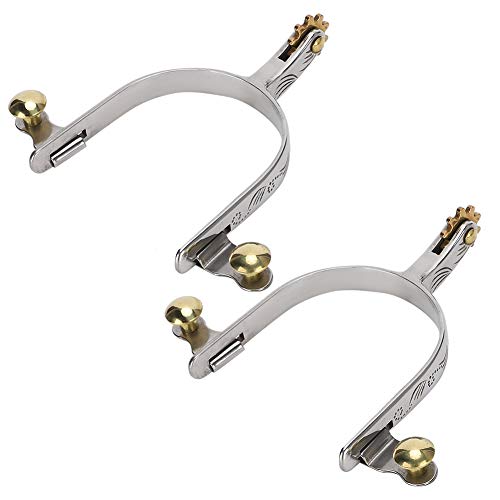 Fdit 2Pcs West Cowboy Style Spur Straps mit Messing Rowel Belt Button für Pferde, Ponys, Esel Rostproof Riding Spurs von Fdit