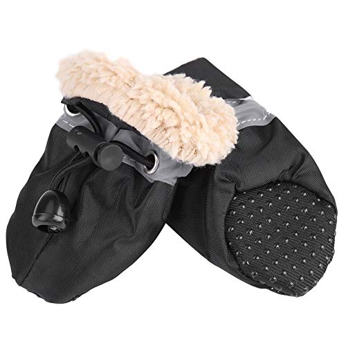 4Pcs Hund Schuhe Paw Protektoren mit elastischen Befestigung Band Set Anti-Rutsch-Sohle Haustier Hund Schuhe Stiefel wasserdichte weiche Baumwolle gepolstert(#3-Black) von Fdit