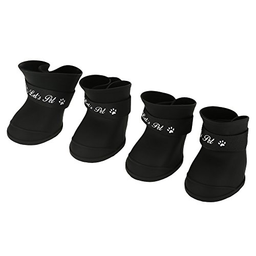 Haustier Hundestiefel, 4PCS Silikon Nette wasserdichte Stiefel Anti Rutsch Gummisohlen für Outdoor (Größe 2.0 "x 1.57in) von Fdit