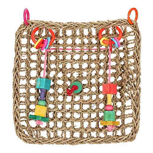 Papageien-Seegras gewebtes Kletternetz Spielzeug Mehrzweck-Haken zum Aufhängen, Vogel-Kauspielzeug-Matte für Haustiere, Trainingsschnabel, Spielschaukel von Fdit