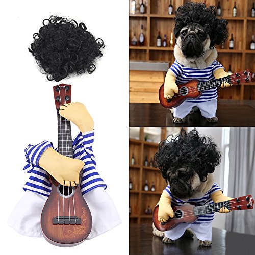 Haustier Kostüm Kleidung Hund Katze Lustige Gitarrist Stil Kostüm Haustieranzug in Premium Baumwolle(M) von Fdit