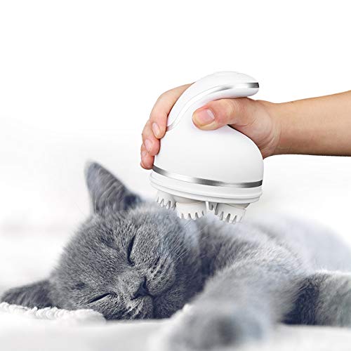 Fdit Pet Elektrisches Massagegerät Katzen Hunde Pfote 3D Kopfmassage Katzenkopfmassagegerät USB Laden Elektrisches Haustiermassagegerät(Weiß) von Fdit
