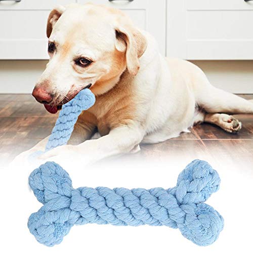 Fdit Puppy Chew Toys Hundezahntraining Baumwollseilspielzeug Langlebiges geflochtenes Baumwollseilspielzeug für die Hundezahnreinigung(Blauer Knochen) von Fdit