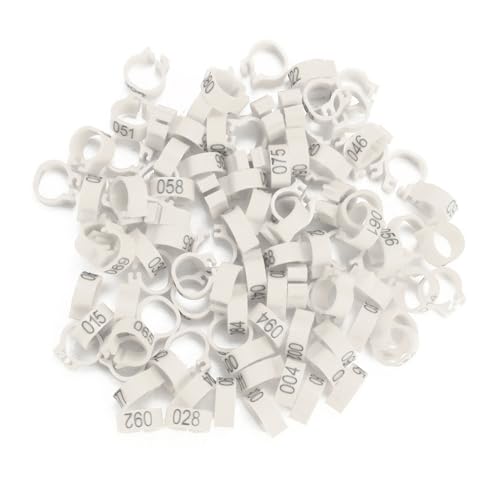 Fdit Ringe von Bändern für Taubenbeine ohne Giftige, Plastische Beinringe von 100 Stücken 8 Mm, Wiederverwendbar für Vogelbeobachtungen, Geeignet für Taubenbegeisterte (White) von Fdit