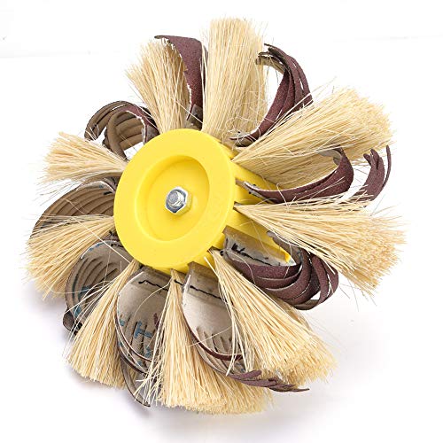 Fdit SISAL Buffing Wheel von für Schwierige Anwendungen, Effiziente Werkzeuge Zum Polieren und Entfernen von Brombeeren, 6 Mm -Achsen Montiert (6 Sandpapier-Sisal-Blütenköpfe (roter Sand 120#)) von Fdit