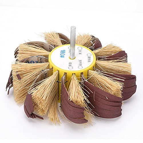 Fdit SISAL Buffing Wheel von für Schwierige Anwendungen, Effiziente Werkzeuge Zum Polieren und Entfernen von Brombeeren, 6 Mm -Achsen Montiert (6 Sandpapier-Sisal-Blütenköpfe (roter Sand 180#)) von Fdit