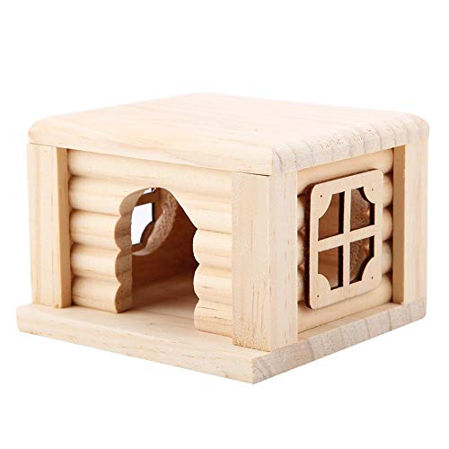 Natürliche hölzerne Hamster Haus Flat Top Kabine Ratte Hütte Maus Käfig für kleines Haustier Spielzeug 1 Stück von Fdit