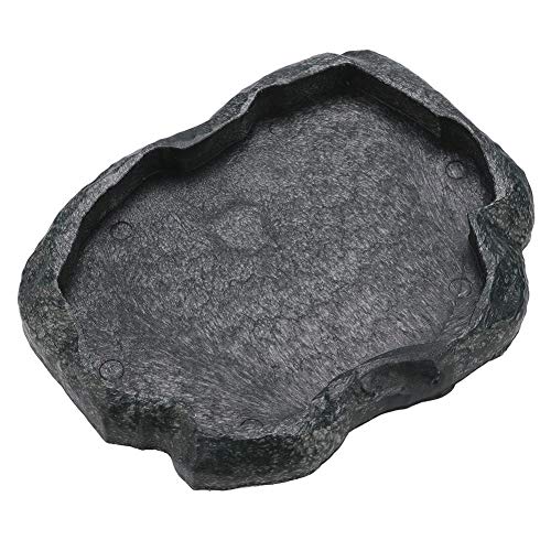 Reptile Food Water Dish Langlebige Reptile Rock Feeder Bowl Schildkröte Eidechse Harz Water Bowl Reptile Terrarium Food Dish (M-Grün) von Fdit