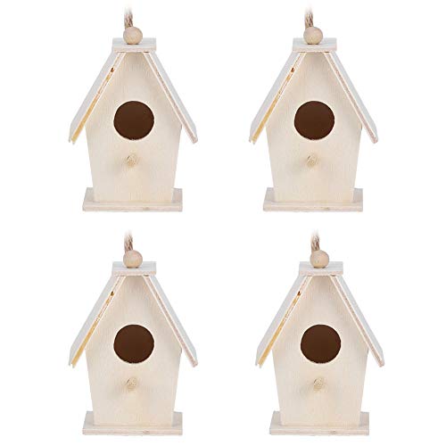 Vogelhäuser, 4 Stück Zum Aufhängen, Innovativer Vogelnestkäfig aus Holz, Geeignet für die Dekoration von Gartenterrassen von Fdit