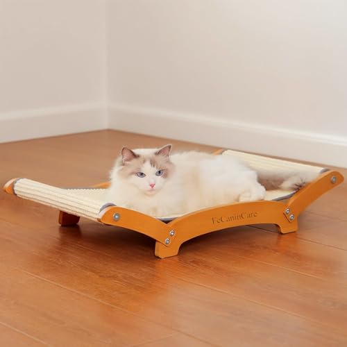 Verbessertes extra großes Katzenkratzbett, Sisal-Kratzliege für Indoor-Katzen, langlebige und stabile Katzenkratzunterlage mit Hängematte zum Schlafen, Natursisal-Kratzbaum Verbessertes extra großes Katzenkratzbett, Sisal-Kratzliege für Indoor-Katzen, langlebige und stabile Katzenkratzunterlage mit Hängematte zum Schlafen, Natursisal-Kratzbaum von FeCaninCare