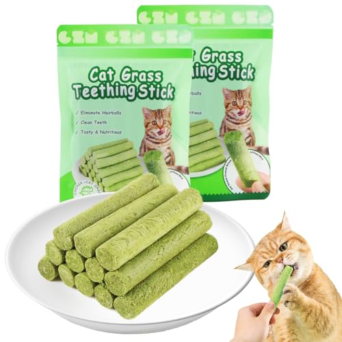 FePen Katzengras Sticks, 12 stück Beißstäbe Aus Katzengras für Hauskatzen, Katzengras Beissstäbchen, Katzengras-kaustangen, zur Verbesserung der Katzenverdauung von FePen