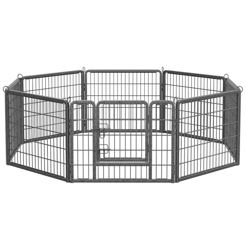 Feandrea Freilaufgehege, Laufstall DIY, mit 8 Gitterplatten je 77 x 60 cm, 2 L-förmige Riegel, transportabel, für innen und außen, Haustiere ohne Halsband, grau PPK86G Feandrea Freilaufgehege, Laufstall DIY, mit 8 Gitterplatten je 77 x 60 cm, 2 L-förmige Riegel, transportabel, für innen und außen, Haustiere ohne Halsband, grau PPK86G von Feandrea
