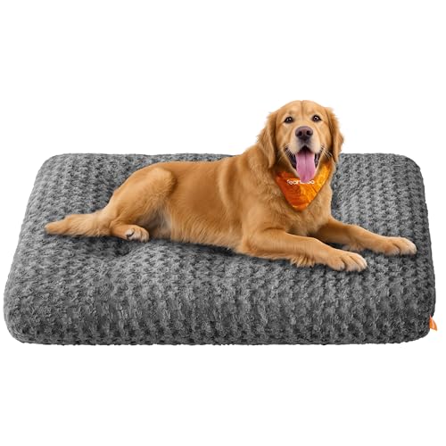 Feandrea Hundebett, Hundekissen XXL, für große Hunde, Flauschige Hundematte, Plüsch, 122 x 74 cm, weiche Polsterung, waschbar, rutschfest, schiefergrau PGW294GN01 von Feandrea