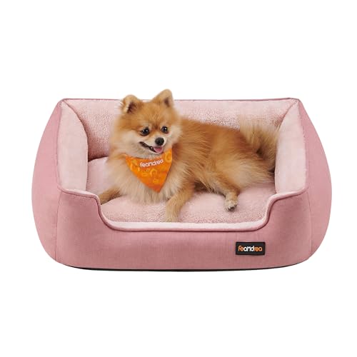 Feandrea Hundebett, Hundekissen in Leinenoptik, Hundekorb, erhöhte Ränder, rutschfeste Unterseite, Bezug abnehmbar waschbar, M, für kleine Hunde, 70 x 55 x 21 cm, pastellrosa PGW010R01 Feandrea Hundebett, Hundekissen in Leinenoptik, Hundekorb, erhöhte Ränder, rutschfeste Unterseite, Bezug abnehmbar waschbar, M, für kleine Hunde, 70 x 55 x 21 cm, pastellrosa PGW010R01 von Feandrea