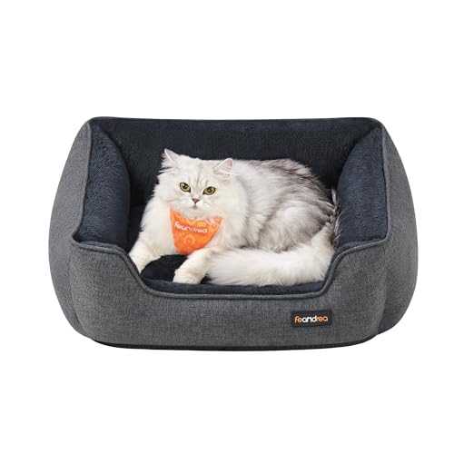 Feandrea Katzenbett, Hundebett, Hundekissen in Leinenoptik, erhöhte Ränder, rutschfeste Unterseite, Bezug abnehmbar waschbar, S, für Minihund, 60 x 50 x 21 cm, dunkelgrau PGW009G01 Feandrea Katzenbett, Hundebett, Hundekissen in Leinenoptik, erhöhte Ränder, rutschfeste Unterseite, Bezug abnehmbar waschbar, S, für Minihund, 60 x 50 x 21 cm, dunkelgrau PGW009G01 von Feandrea