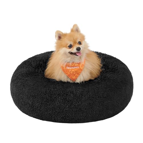Feandrea Hundebett flauschig, Katzenbett, Donut Kissen, waschbar, Polsterung in der Mitte herausnehmbar, Langer Plüsch, 60 cm Durchmesser, tintenschwarz PGW038B01 Feandrea Hundebett flauschig, Katzenbett, Donut Kissen, waschbar, Polsterung in der Mitte herausnehmbar, Langer Plüsch, 60 cm Durchmesser, tintenschwarz PGW038B01 von Feandrea