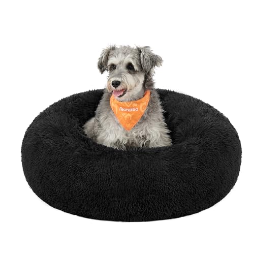 Feandrea Hundebett flauschig, Katzenbett, Donut Kissen, waschbar, Polsterung in der Mitte herausnehmbar, Langer Plüsch, 70 cm Durchmesser, tintenschwarz PGW039B01 Feandrea Hundebett flauschig, Katzenbett, Donut Kissen, waschbar, Polsterung in der Mitte herausnehmbar, Langer Plüsch, 70 cm Durchmesser, tintenschwarz PGW039B01 von Feandrea