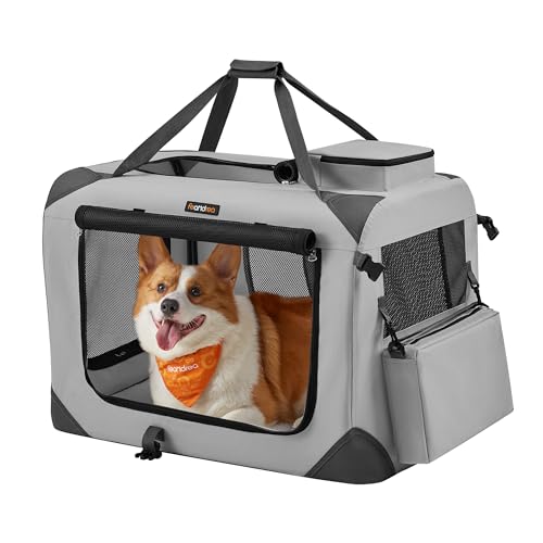 Feandrea Hundebox faltbar, Transportbox Hund, L, Hundetasche, Oxford-Gewebe, Netzstoff, atmungsaktiv tragbar transportabel, Metallrahmen, mit Griffen, Taschen, 70 x 52 x 52 cm, rauchgrau PDC070G02 Feandrea Hundebox faltbar, Transportbox Hund, L, Hundetasche, Oxford-Gewebe, Netzstoff, atmungsaktiv tragbar transportabel, Metallrahmen, mit Griffen, Taschen, 70 x 52 x 52 cm, rauchgrau PDC070G02 von Feandrea