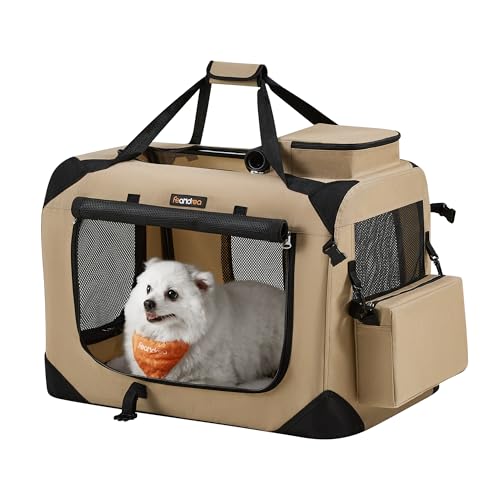 Feandrea Hundebox faltbar, Transportbox Hund, M, Hundetasche, Oxford-Gewebe, Netzstoff, atmungsaktiv tragbar transportabel, Metallrahmen, mit Griffen, Taschen, 60 x 42 x 42 cm, Kamelbraun PDC060K01 Feandrea Hundebox faltbar, Transportbox Hund, M, Hundetasche, Oxford-Gewebe, Netzstoff, atmungsaktiv tragbar transportabel, Metallrahmen, mit Griffen, Taschen, 60 x 42 x 42 cm, Kamelbraun PDC060K01 von Feandrea
