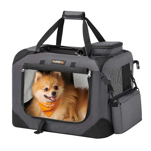 Feandrea Hundebox faltbar, Transportbox Hund, S, Hundetasche, Oxford-Gewebe, Netzstoff, atmungsaktiv tragbar transportabel, Metallrahmen, mit Griffen, Taschen, 50 x 35 x 35 cm, grau PDC50G01 Feandrea Hundebox faltbar, Transportbox Hund, S, Hundetasche, Oxford-Gewebe, Netzstoff, atmungsaktiv tragbar transportabel, Metallrahmen, mit Griffen, Taschen, 50 x 35 x 35 cm, grau PDC50G01 von Feandrea