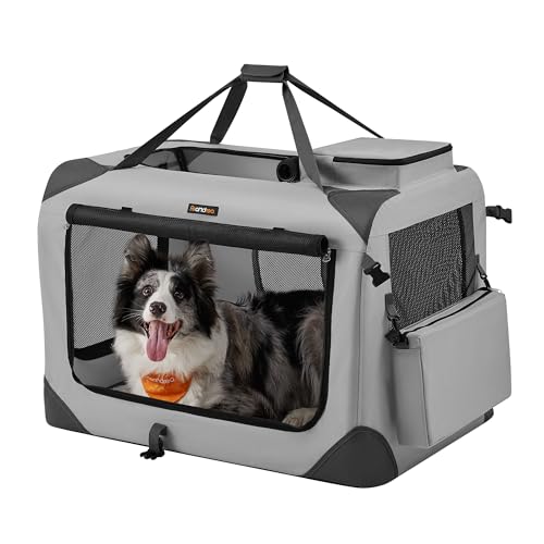 Feandrea Hundebox faltbar, Transportbox Hund, XL, Hundetasche, Oxford-Gewebe, Netzstoff, atmungsaktiv tragbar transportabel, Metallrahmen, mit Griffen, Taschen, 81 x 58 x 58 cm, rauchgrau PDC080G02 Feandrea Hundebox faltbar, Transportbox Hund, XL, Hundetasche, Oxford-Gewebe, Netzstoff, atmungsaktiv tragbar transportabel, Metallrahmen, mit Griffen, Taschen, 81 x 58 x 58 cm, rauchgrau PDC080G02 von Feandrea
