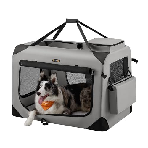 Feandrea Hundebox faltbar, Transportbox Hund, XXL, Hundetasche, Oxford-Gewebe, Netzstoff, atmungsaktiv tragbar transportabel, Metallrahmen, mit Griffen, Taschen, 91 x 63 x 63 cm, rauchgrau PDC090G02 Feandrea Hundebox faltbar, Transportbox Hund, XXL, Hundetasche, Oxford-Gewebe, Netzstoff, atmungsaktiv tragbar transportabel, Metallrahmen, mit Griffen, Taschen, 91 x 63 x 63 cm, rauchgrau PDC090G02 von Feandrea