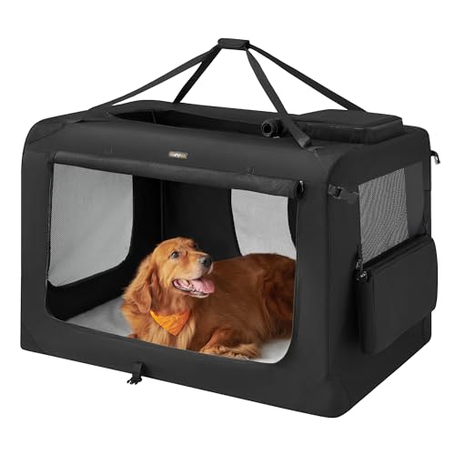 Feandrea Hundebox faltbar, Transportbox Hund, XXXXL, Hundetasche, Oxford-Gewebe, Netzstoff, atmungsaktiv tragbar transportabel, Metallrahmen, mit Griffen, Taschen, 122 x 79 x 79 cm, schwarz PDC12H Feandrea Hundebox faltbar, Transportbox Hund, XXXXL, Hundetasche, Oxford-Gewebe, Netzstoff, atmungsaktiv tragbar transportabel, Metallrahmen, mit Griffen, Taschen, 122 x 79 x 79 cm, schwarz PDC12H von Feandrea