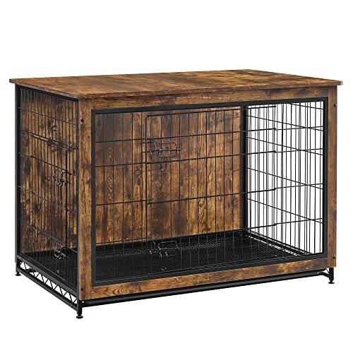 Feandrea Hundekäfig Möbel, Beistelltisch, Hundebox, Moderne Hundehütte Indoor für Hunde bis zu 36 kg, hochbelastbar, Hundehaus für Zuhause, herausnehmbares Tablett, 2 Türen, vintagebraun PFC004X01 Feandrea Hundekäfig Möbel, Beistelltisch, Hundebox, Moderne Hundehütte Indoor für Hunde bis zu 36 kg, hochbelastbar, Hundehaus für Zuhause, herausnehmbares Tablett, 2 Türen, vintagebraun PFC004X01 von Feandrea