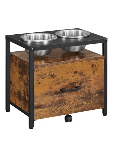 Feandrea Hundenapf erhöht, für große Hunde, Futternapf mit Gestell, erhöhter Fressnapf mit Schublade, Futterstation, 2 Schüsseln, 39 cm hoch, vintagebraun-schwarz PRB101X01V1 Feandrea Hundenapf erhöht, für große Hunde, Futternapf mit Gestell, erhöhter Fressnapf mit Schublade, Futterstation, 2 Schüsseln, 39 cm hoch, vintagebraun-schwarz PRB101X01V1 von Feandrea