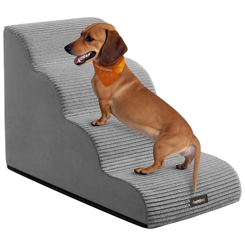 Feandrea Hundetreppe, 4 Stufen, Haustiertreppe, für kleine Hunde, Bett, Sofa, wasserdichte Katzentreppe, rutschfest, gringe Neigung, Abnehmbarer waschbarer Bezug, Griff, Taubengrau PPS004G01 Feandrea Hundetreppe, 4 Stufen, Haustiertreppe, für kleine Hunde, Bett, Sofa, wasserdichte Katzentreppe, rutschfest, gringe Neigung, Abnehmbarer waschbarer Bezug, Griff, Taubengrau PPS004G01 von Feandrea