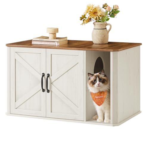 Feandrea Katzenhaus, Katzenklo-Schrank modern, Vordereingang, mit Doppeltür und Griffen, als Sideboard, 85 x 48,5 x 50 cm, honigbraun-vintageweiß PCL012K01 Feandrea Katzenhaus, Katzenklo-Schrank modern, Vordereingang, mit Doppeltür und Griffen, als Sideboard, 85 x 48,5 x 50 cm, honigbraun-vintageweiß PCL012K01 von Feandrea
