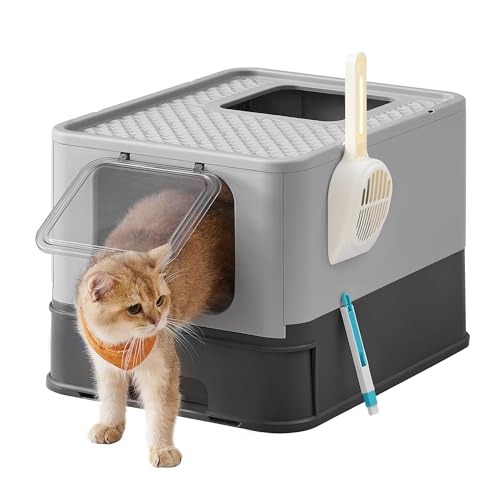 Feandrea Katzenklo, Katzentoilette, mit Deckel, ausziehbares Tablett, geräumig für Katzen bis 15 kg, weniger Spuren, auslaufsicherer Boden, anthrazitgrau-Taubengrau PPT001B01 Feandrea Katzenklo, Katzentoilette, mit Deckel, ausziehbares Tablett, geräumig für Katzen bis 15 kg, weniger Spuren, auslaufsicherer Boden, anthrazitgrau-Taubengrau PPT001B01 von Feandrea