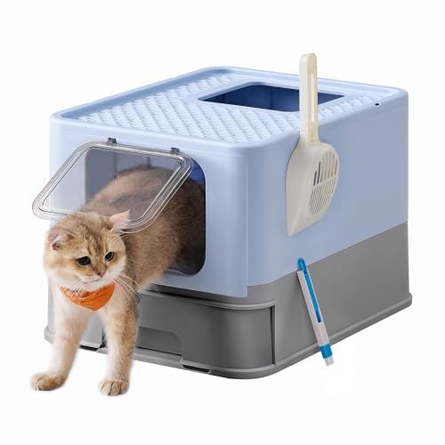 Feandrea Katzenklo, Katzentoilette, mit Deckel, ausziehbares Tablett, geräumig für Katzen bis 15 kg, weniger Spuren, auslaufsicherer Boden, blassblau-Taubengrau PPT001Q01 Feandrea Katzenklo, Katzentoilette, mit Deckel, ausziehbares Tablett, geräumig für Katzen bis 15 kg, weniger Spuren, auslaufsicherer Boden, blassblau-Taubengrau PPT001Q01 von Feandrea