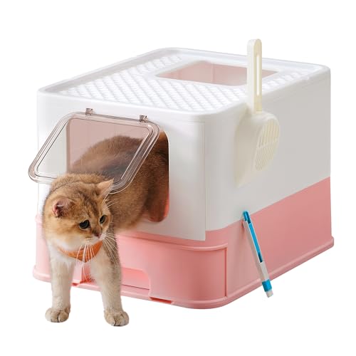 Feandrea Katzenklo, Katzentoilette, mit Deckel, ausziehbares Tablett, geräumig für Katzen bis 15 kg, weniger Spuren, auslaufsicherer Boden, weiß-pastellrosa PPT001P01 Feandrea Katzenklo, Katzentoilette, mit Deckel, ausziehbares Tablett, geräumig für Katzen bis 15 kg, weniger Spuren, auslaufsicherer Boden, weiß-pastellrosa PPT001P01 von Feandrea