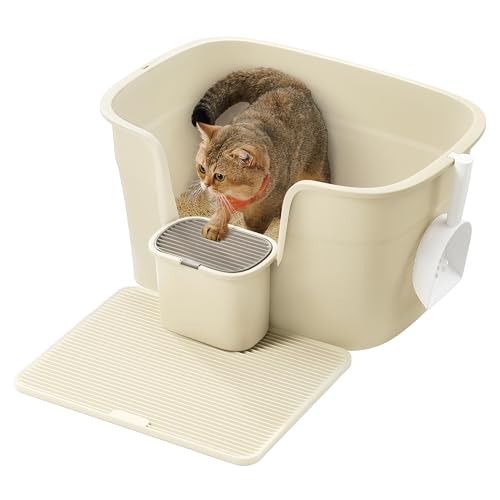 Feandrea Katzenklo, extragroße Katzentoilette, für Mehrkatzenhaushalte, mit hohen Seitenwänden, Katzenstreumatte, Aufbewahrungsbox, Schaufel, für große Katzen, sandbeige PPT003L01 Feandrea Katzenklo, extragroße Katzentoilette, für Mehrkatzenhaushalte, mit hohen Seitenwänden, Katzenstreumatte, Aufbewahrungsbox, Schaufel, für große Katzen, sandbeige PPT003L01 von Feandrea