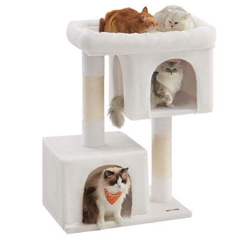 Feandrea Kratzbaum, 101 cm Katzenbaum, XL, Katzenhaus für extra große Katzen bis zu 20 kg, große Plattform, 2 Katzenhöhlen, Sisalstämme, cremeweiß PCT614T01 Feandrea Kratzbaum, 101 cm Katzenbaum, XL, Katzenhaus für extra große Katzen bis zu 20 kg, große Plattform, 2 Katzenhöhlen, Sisalstämme, cremeweiß PCT614T01 von Feandrea