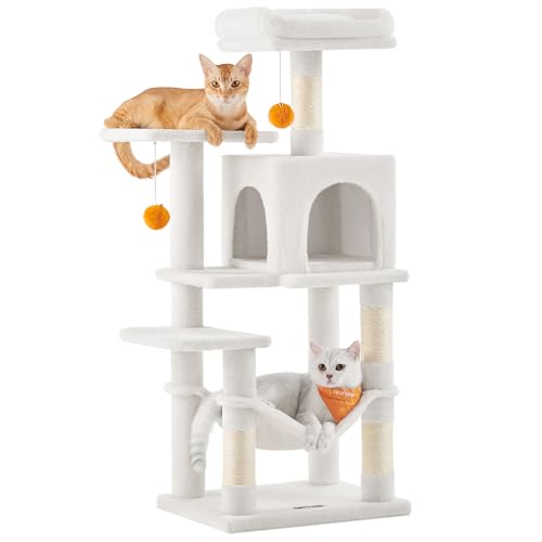 Feandrea Kratzbaum, 112 cm hoch, Katzenbaum, mehrstöckiges Katzenhaus, mit 4 Kratzsäulen, 2 Plattformen, Hängematte, Höhle, cremeweiß PCT261T01 Feandrea Kratzbaum, 112 cm hoch, Katzenbaum, mehrstöckiges Katzenhaus, mit 4 Kratzsäulen, 2 Plattformen, Hängematte, Höhle, cremeweiß PCT261T01 von Feandrea